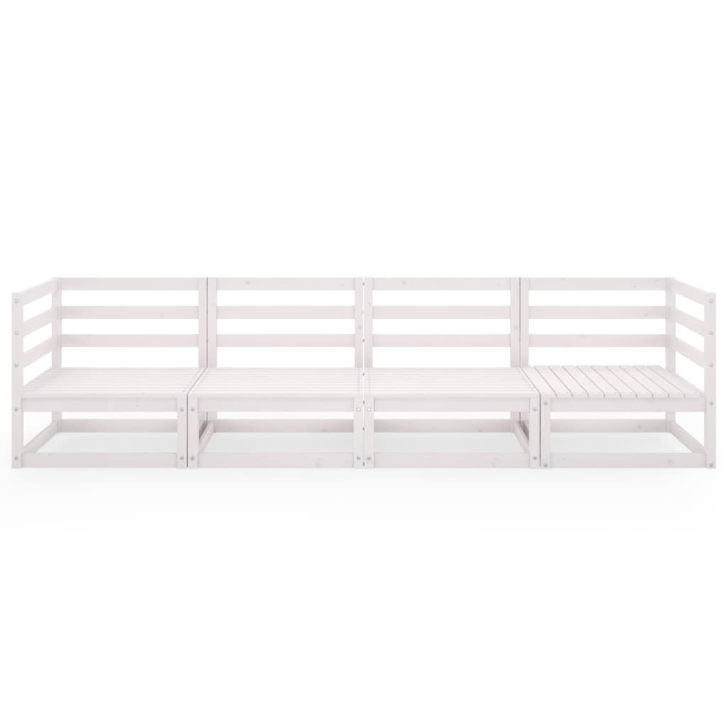 White Solid Pinewood 4-Seater Garden Sofa – Elegant & Durable