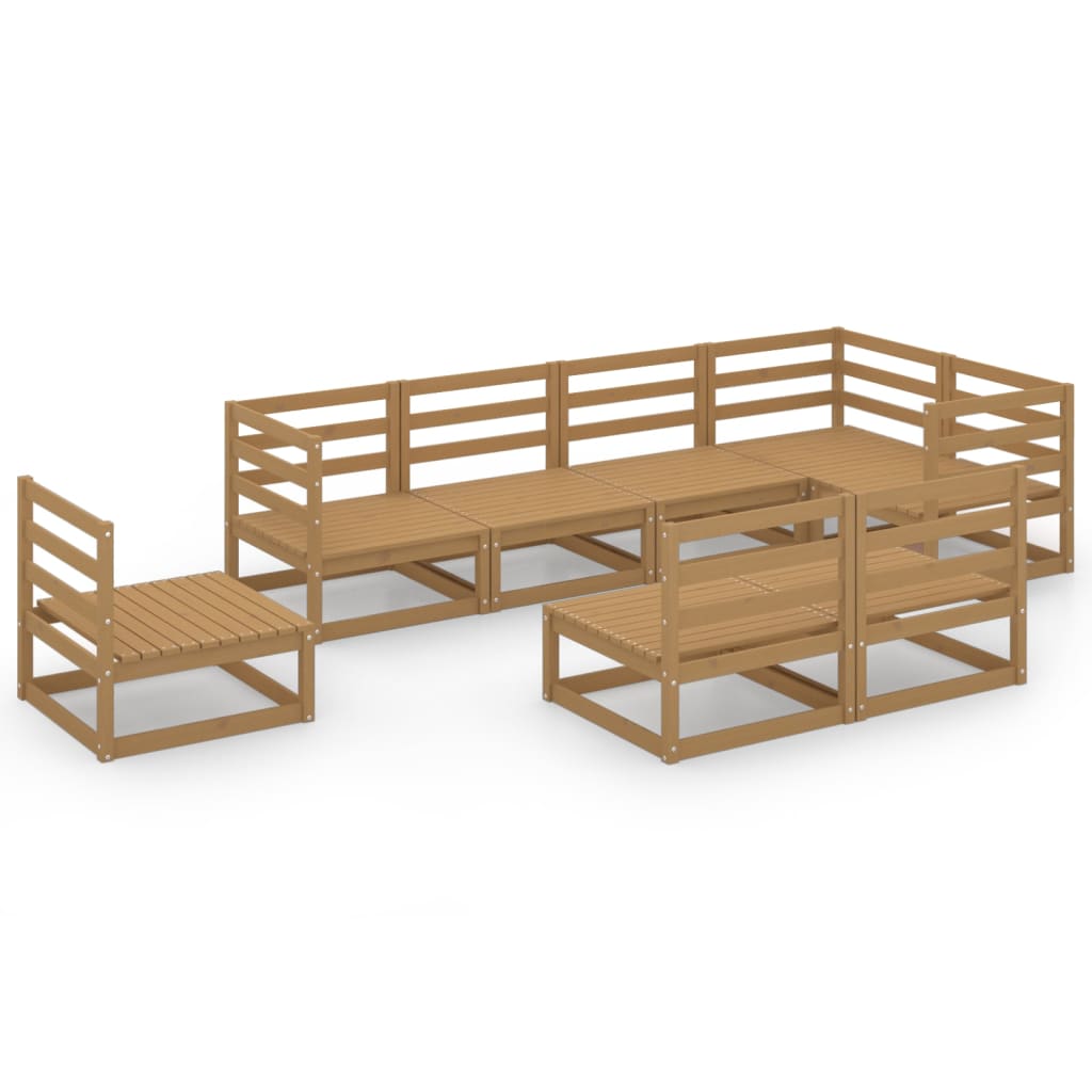 8 Piece Garden Lounge Set Honey Brown Solid Pinewood
