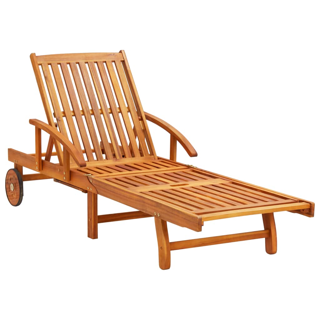 Solid Acacia Wood Sun Loungers Set of 2 - Durable Outdoor Comfort