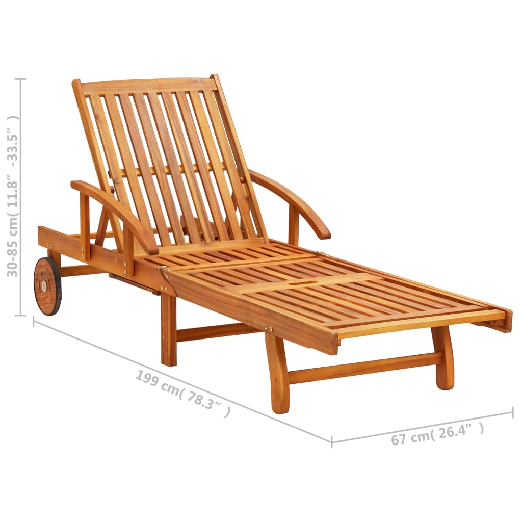 Solid Acacia Wood Sun Loungers Set of 2 - Durable Outdoor Comfort