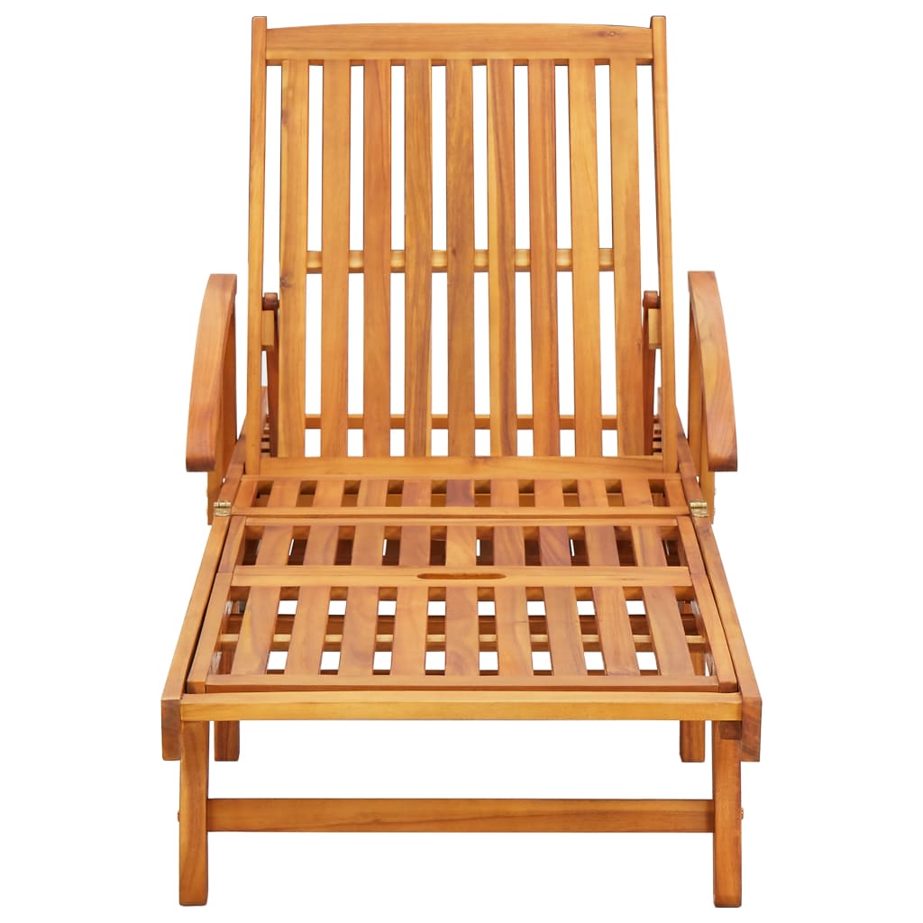 Solid Acacia Wood Sun Loungers Set of 2 - Durable Outdoor Comfort