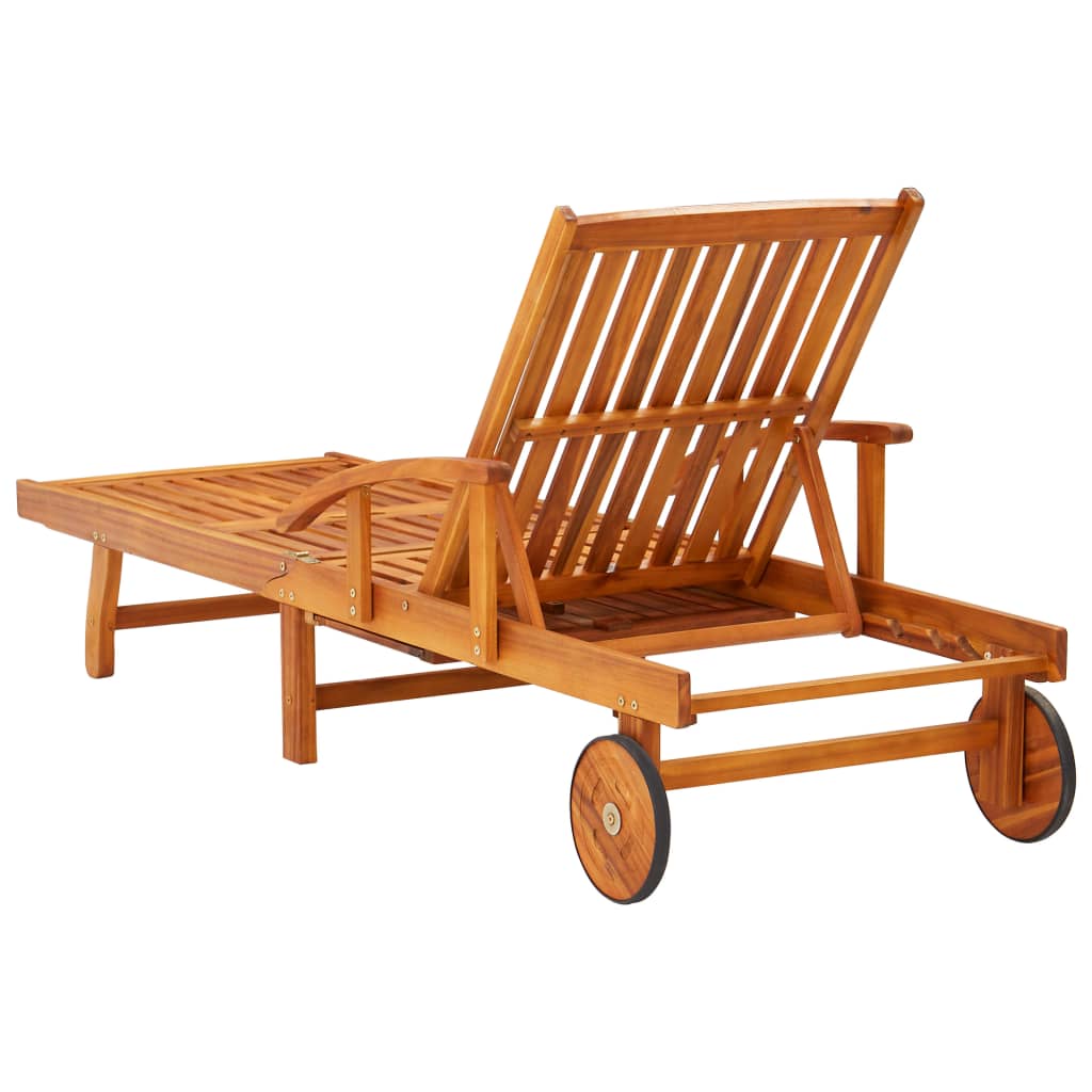 Solid Acacia Wood Sun Loungers Set of 2 - Durable Outdoor Comfort