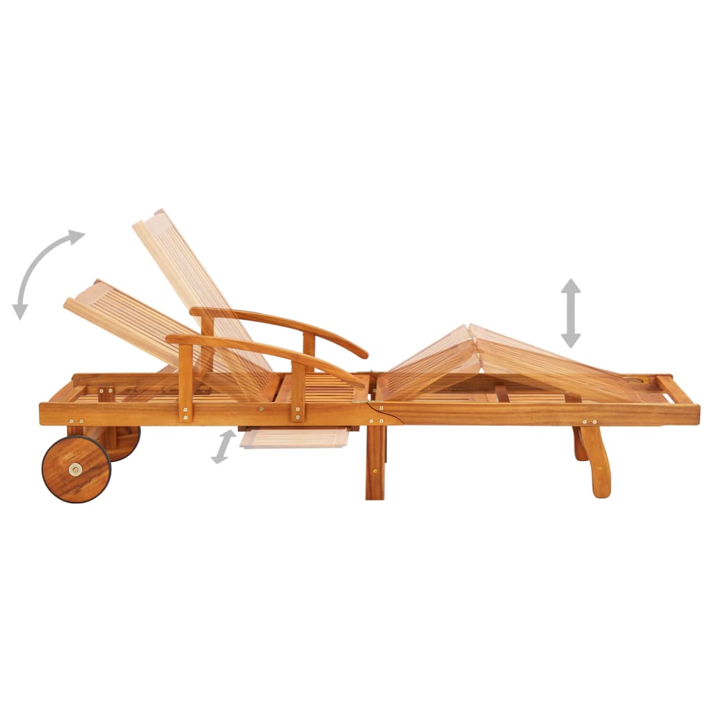 Solid Acacia Wood Sun Loungers Set of 2 - Durable Outdoor Comfort