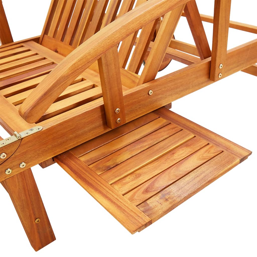 Solid Acacia Wood Sun Loungers Set of 2 - Durable Outdoor Comfort