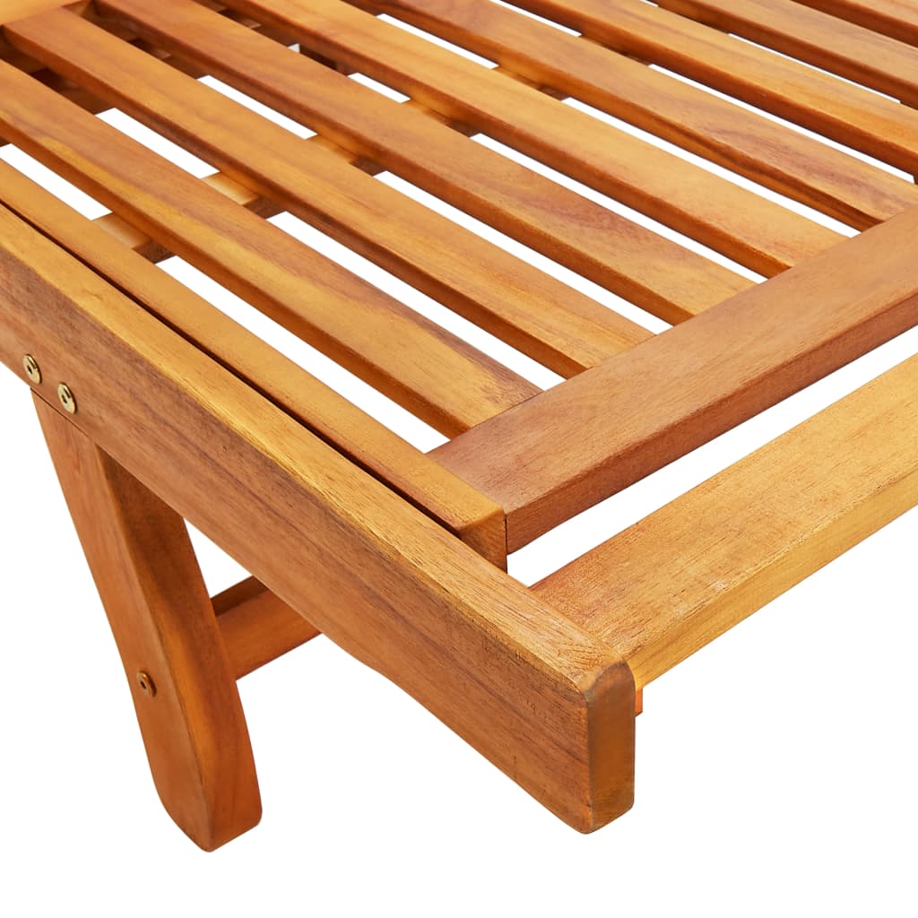 Solid Acacia Wood Sun Loungers Set of 2 - Durable Outdoor Comfort