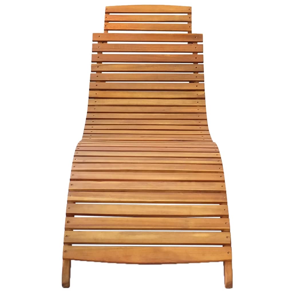 2-Piece Solid Acacia Wood Sun Loungers - Natural Finish