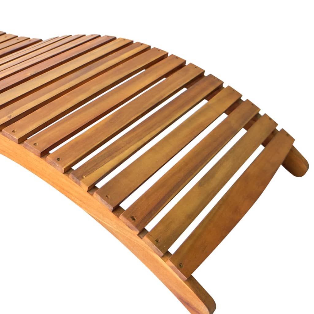 2-Piece Solid Acacia Wood Sun Loungers - Natural Finish