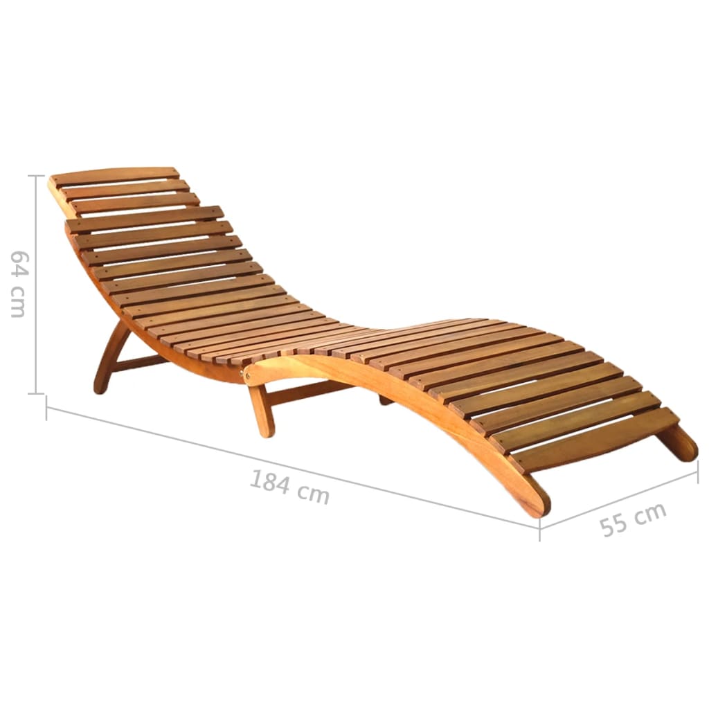 2-Piece Solid Acacia Wood Sun Loungers - Natural Finish