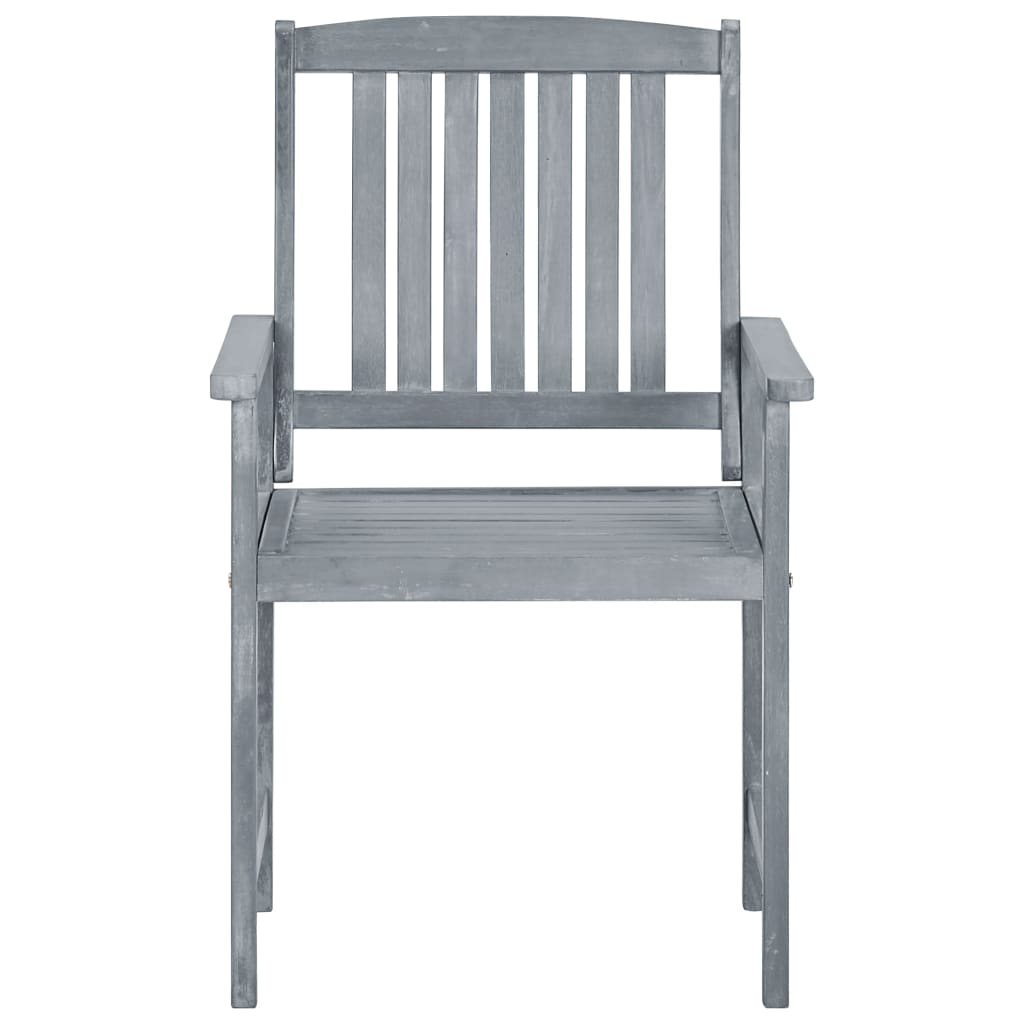 8-Piece Grey Garden Chairs Set | Solid Acacia Wood Outdoor Seating