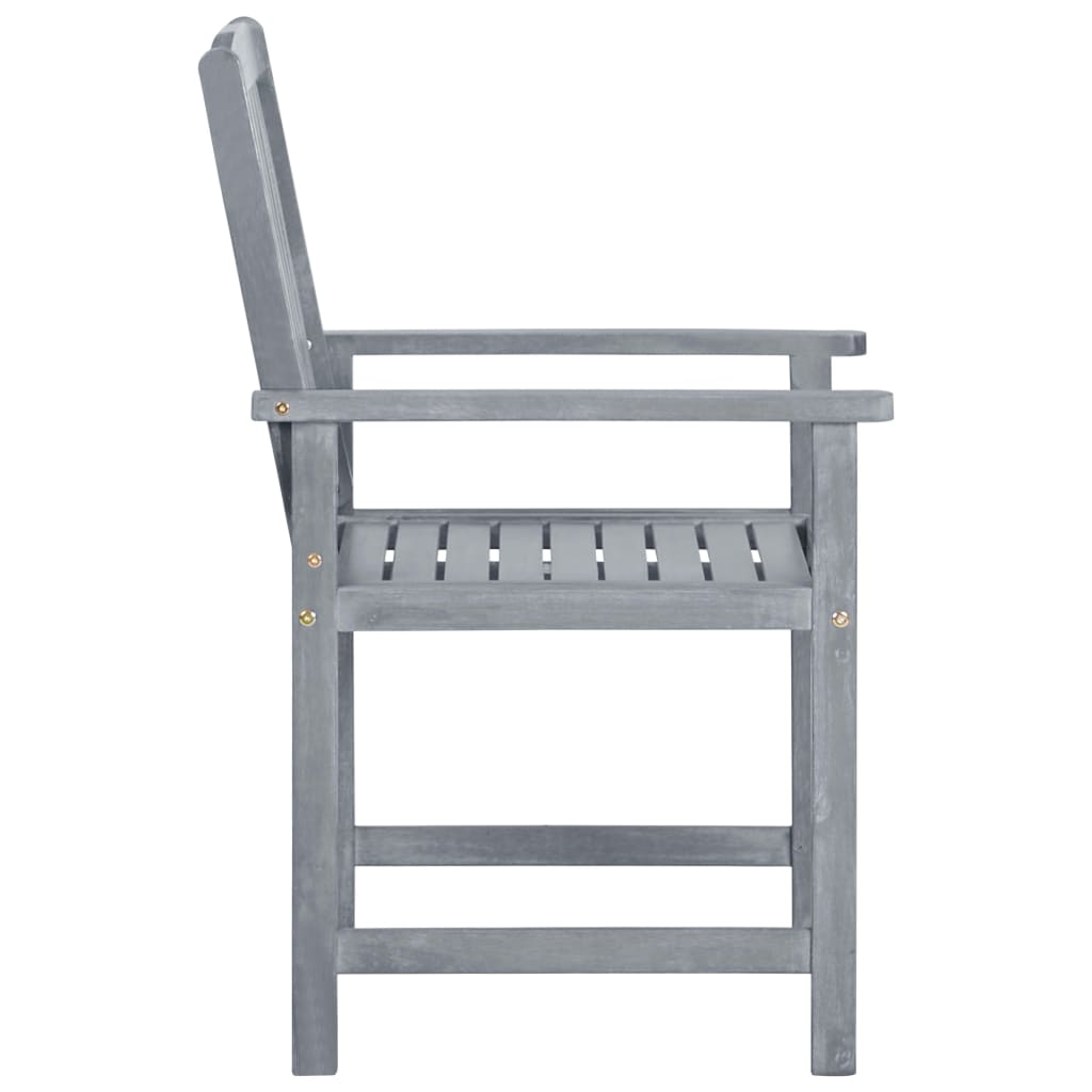 8-Piece Grey Garden Chairs Set | Solid Acacia Wood Outdoor Seating
