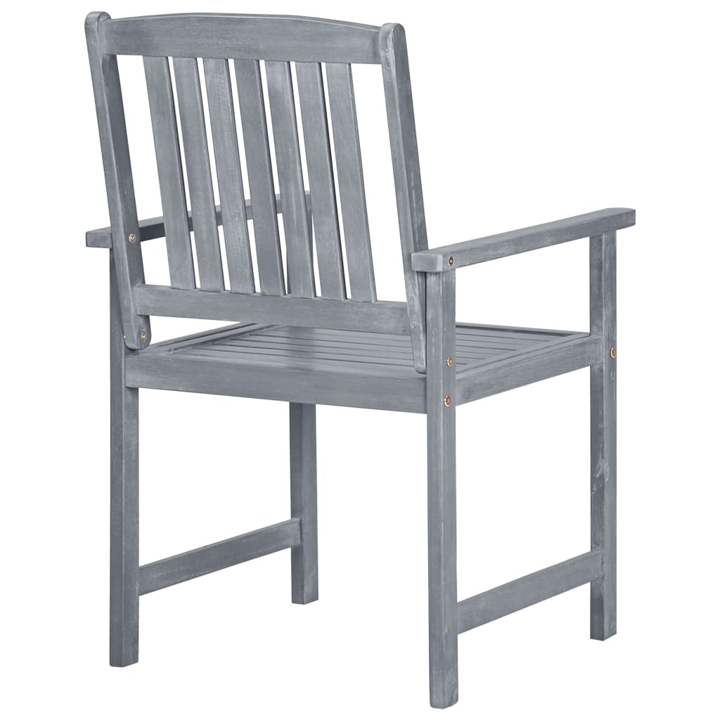 8-Piece Grey Garden Chairs Set | Solid Acacia Wood Outdoor Seating