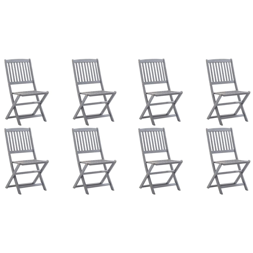 8-Piece Solid Acacia Wood Folding Outdoor Chairs Set