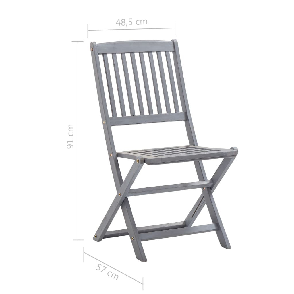 8-Piece Solid Acacia Wood Folding Outdoor Chairs Set