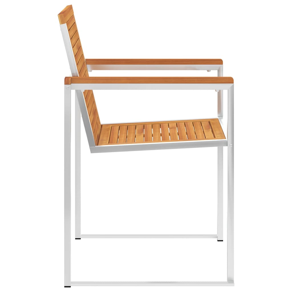 6-Piece Garden Chair Set: Acacia Wood & Stainless Steel