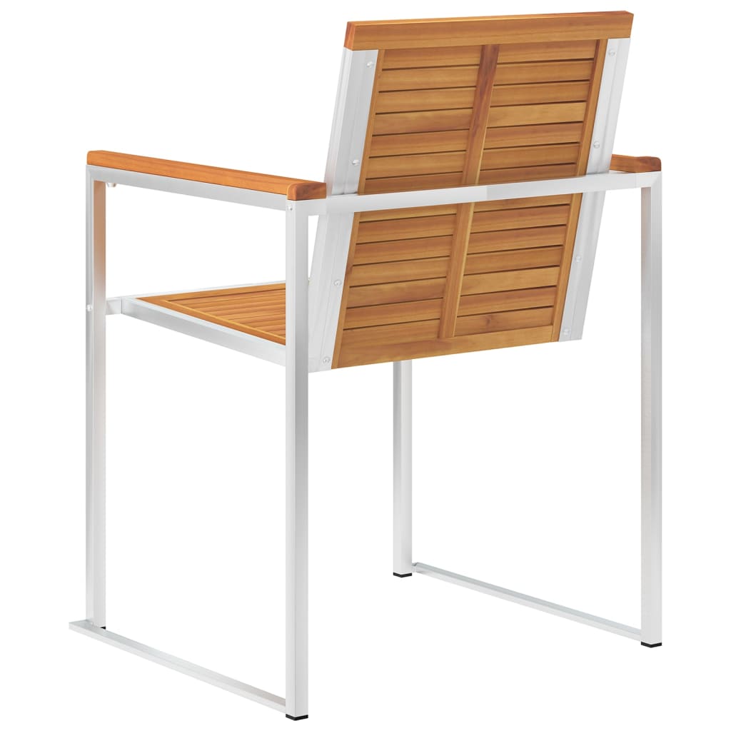 6-Piece Garden Chair Set: Acacia Wood & Stainless Steel