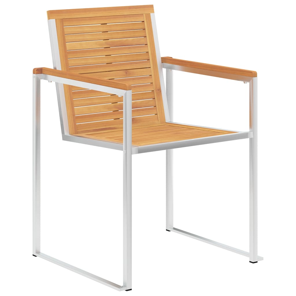 4-Piece Solid Teak & Stainless Steel Garden Chairs Set