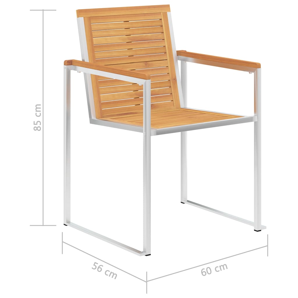 4-Piece Solid Teak & Stainless Steel Garden Chairs Set
