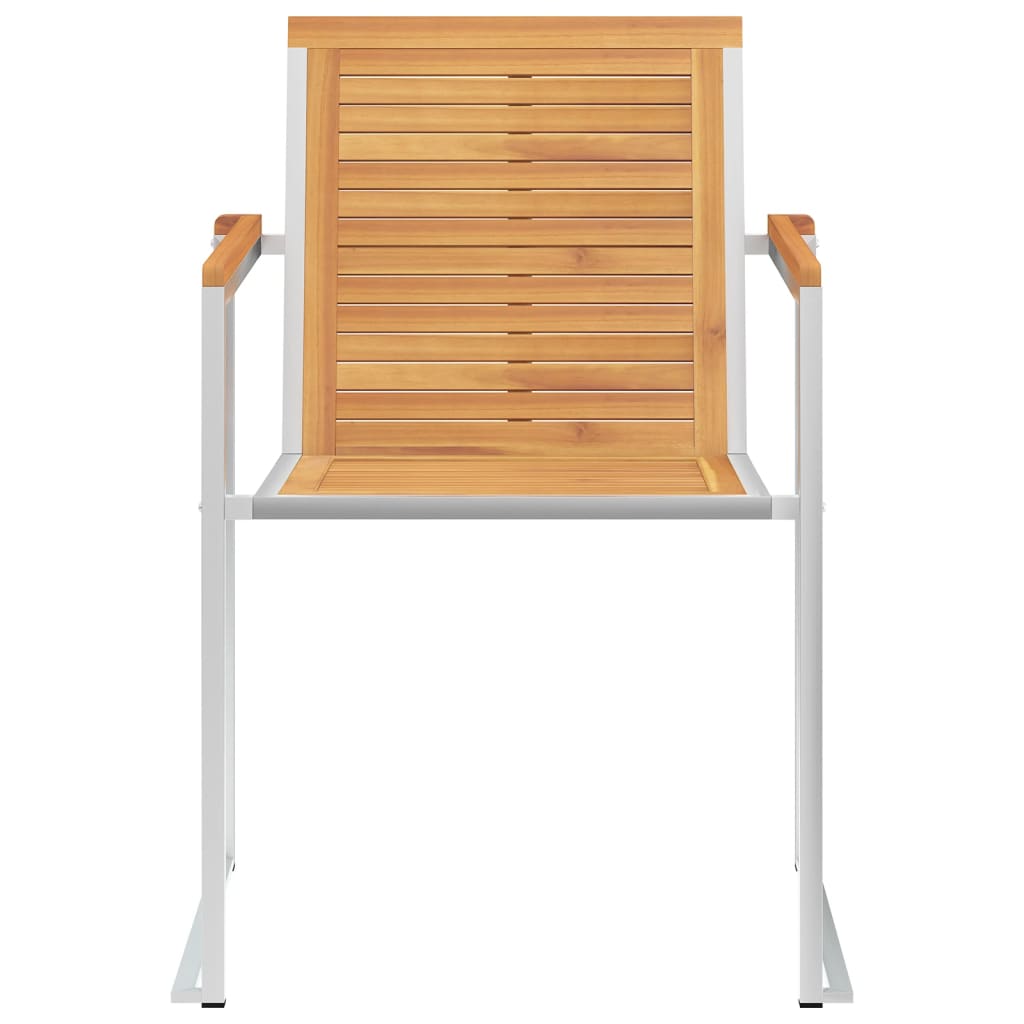 Teak Wood & Stainless Steel Garden Chairs Set, 6 Pcs