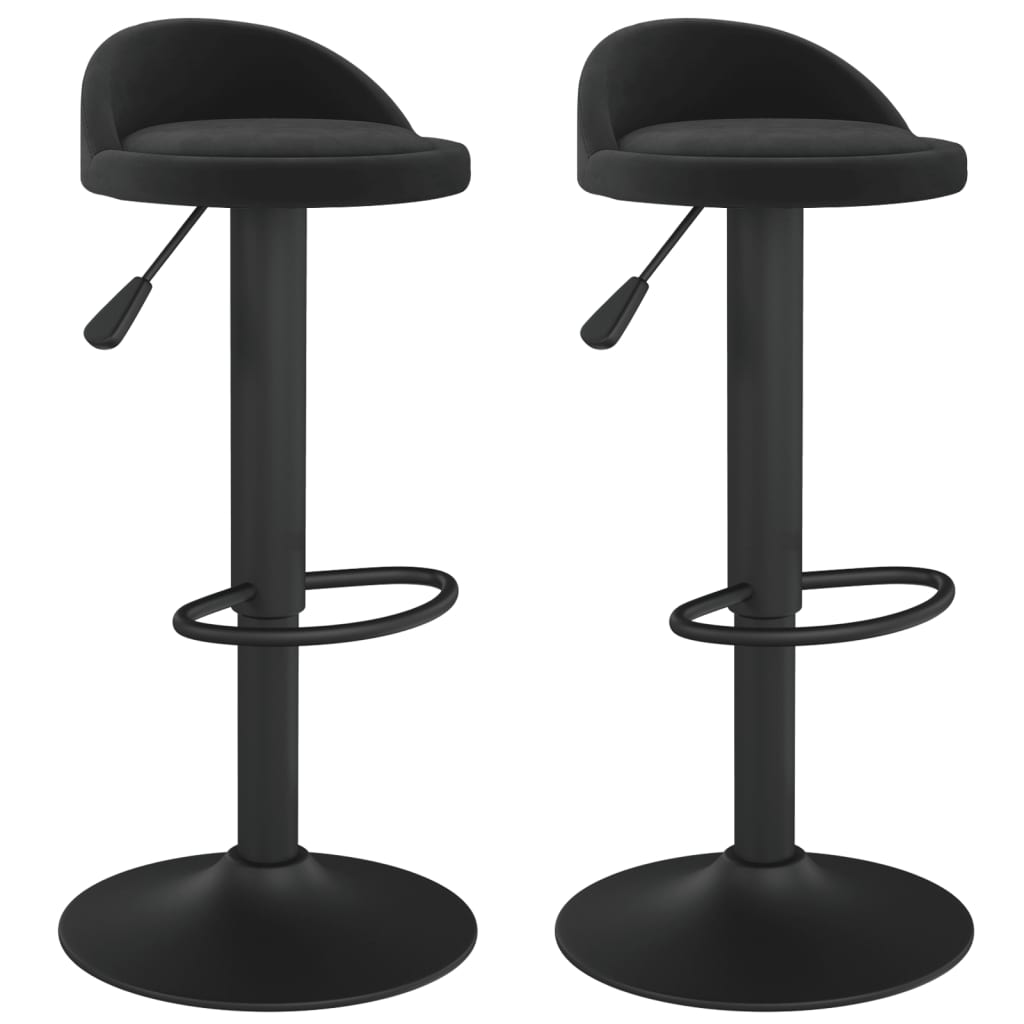 Elegant Black Velvet Bar Stools Set - 2 Piece Collection