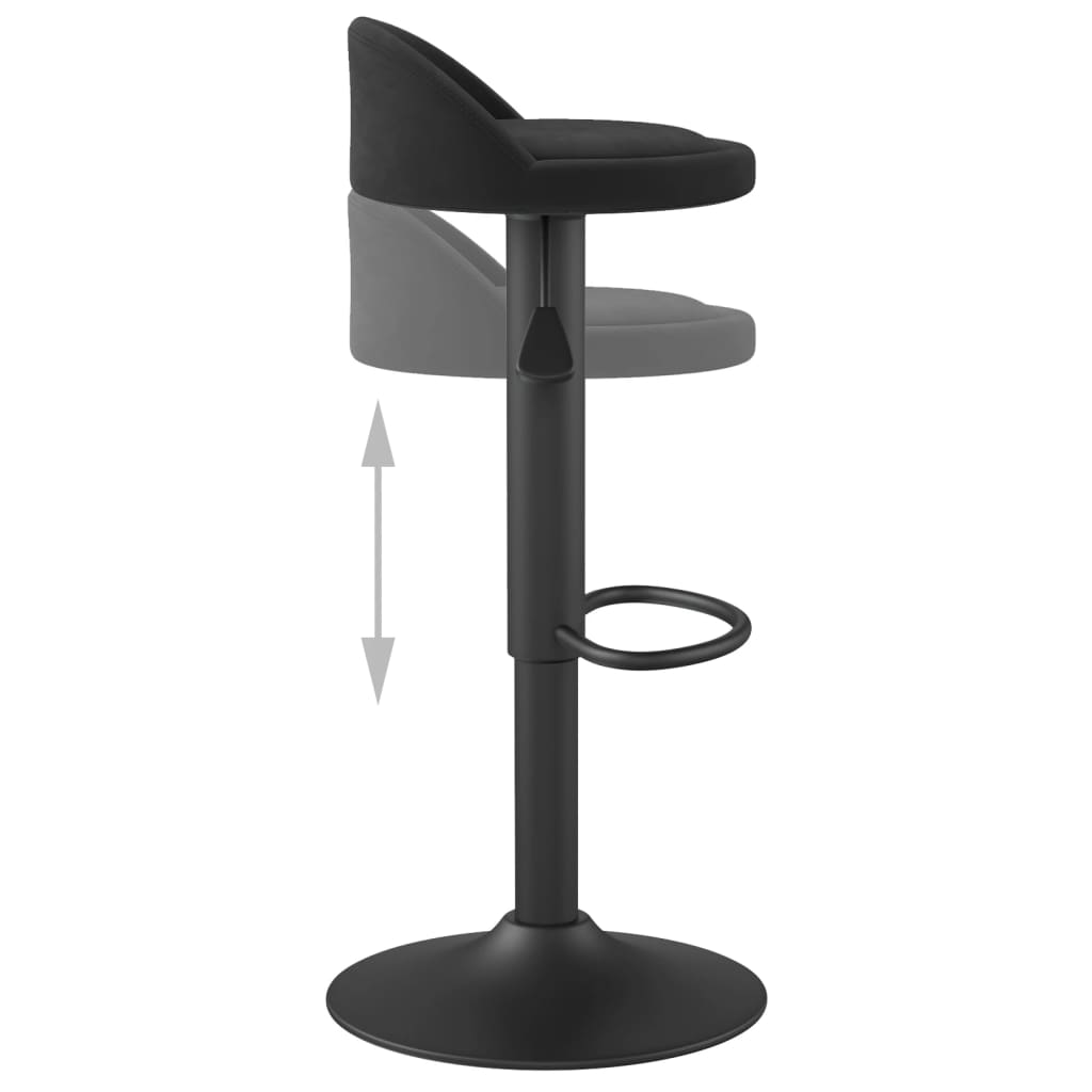 Elegant Black Velvet Bar Stools Set - 2 Piece Collection