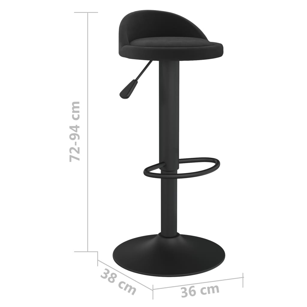 Elegant Black Velvet Bar Stools Set - 2 Piece Collection