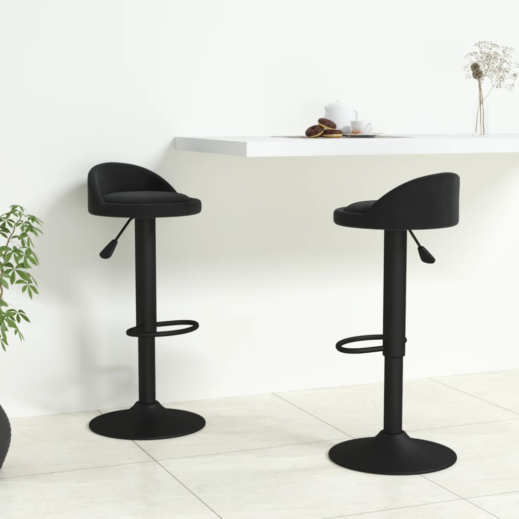 Elegant Black Velvet Bar Stools Set - 2 Piece Collection