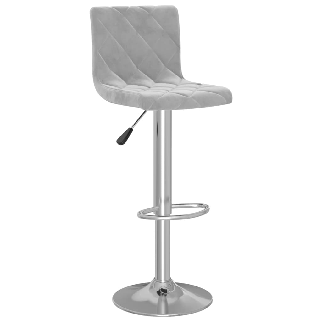 Elegant Light Grey Velvet Bar Stools - Set of 2 for Chic Dining