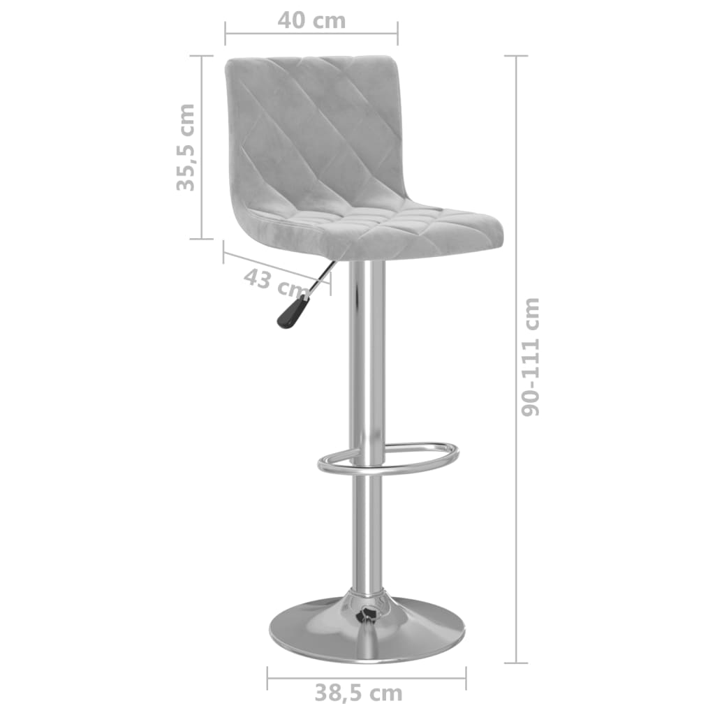 Elegant Light Grey Velvet Bar Stools - Set of 2 for Chic Dining