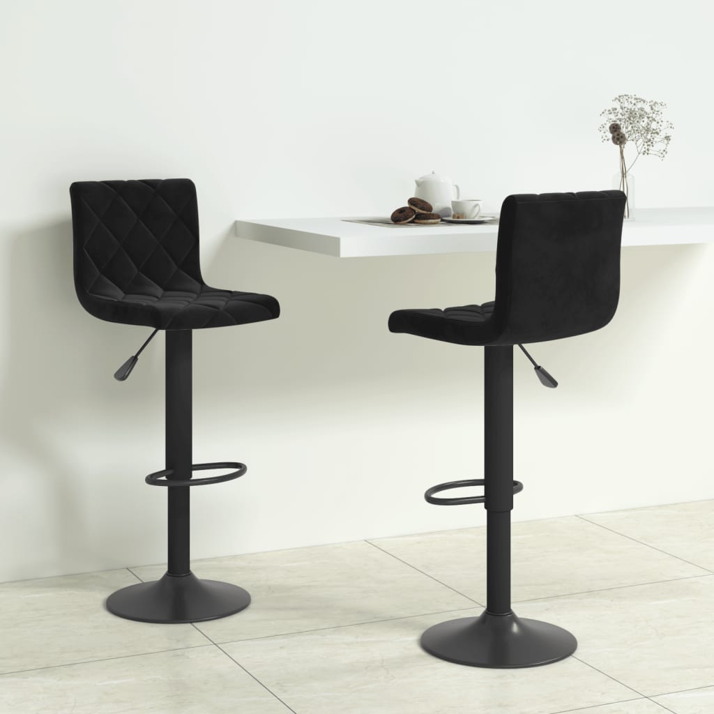 Elegant Black Velvet Bar Stools Set of 2 - Chic & Comfortable Seating