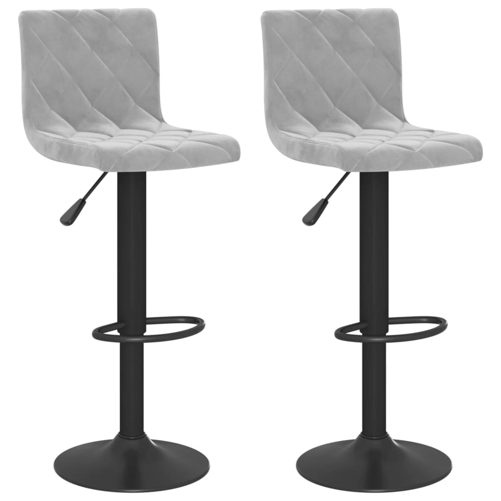Light Grey Velvet Bar Stools Set of 2 - Chic & Comfortable Seating