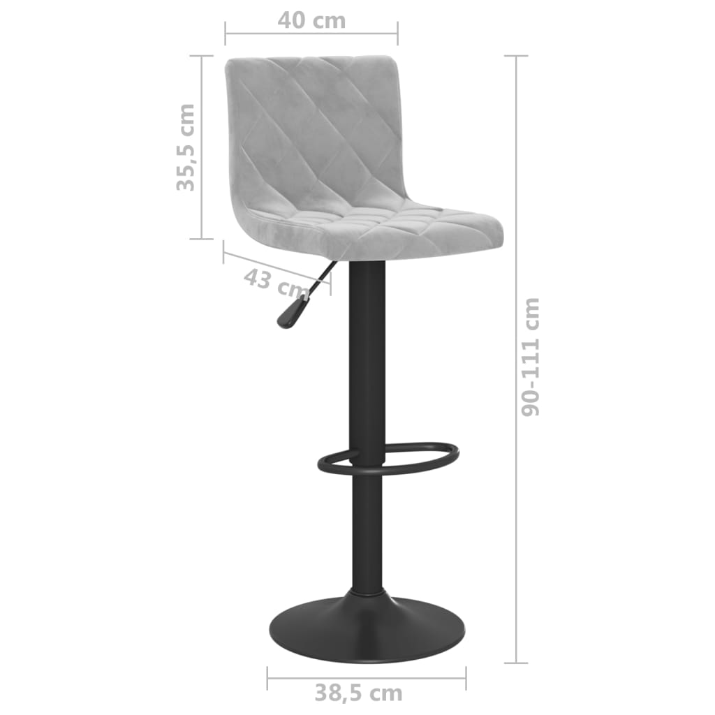 Light Grey Velvet Bar Stools Set of 2 - Chic & Comfortable Seating