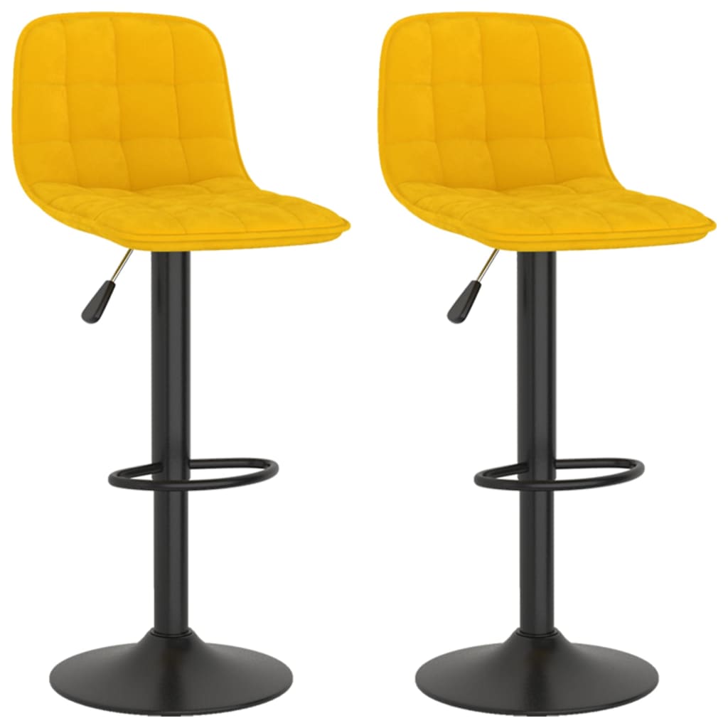 Yellow Velvet Bar Stools Set of 2 - Stylish & Comfy Seating