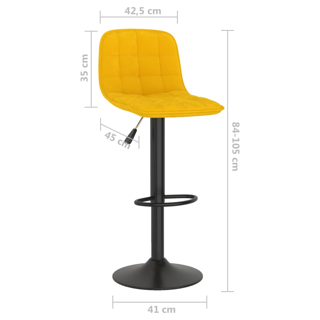 Yellow Velvet Bar Stools Set of 2 - Stylish & Comfy Seating