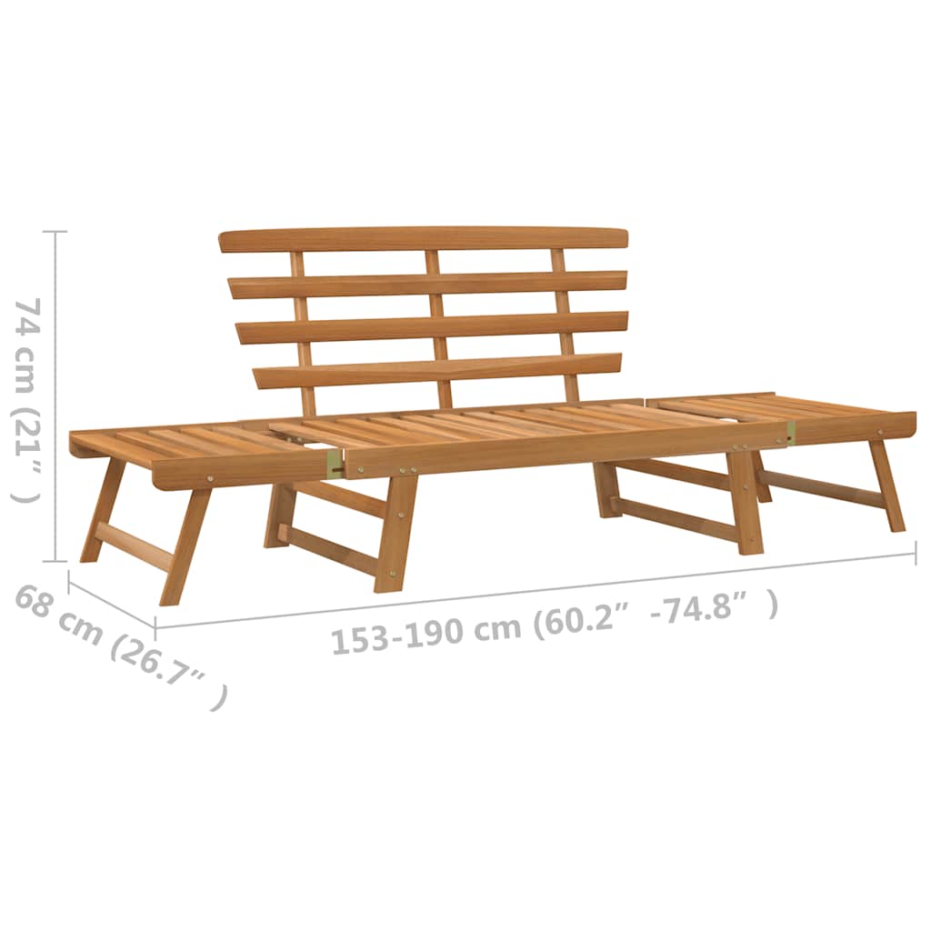 2-in-1 Garden Bench, 190cm Solid Acacia Wood, Versatile & Durable