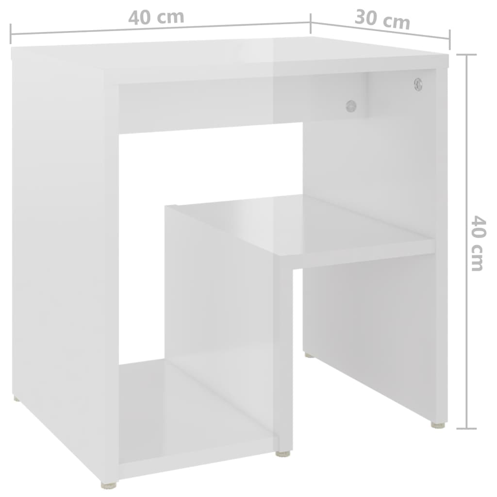 High Gloss White Bed Cabinets 2pcs - 40x30x40 cm Engineered Wood