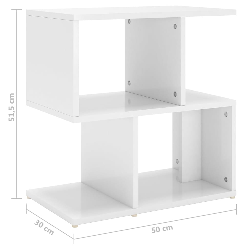 2 High Gloss White Bedside Cabinets - Engineered Wood 50x30x51.5 cm