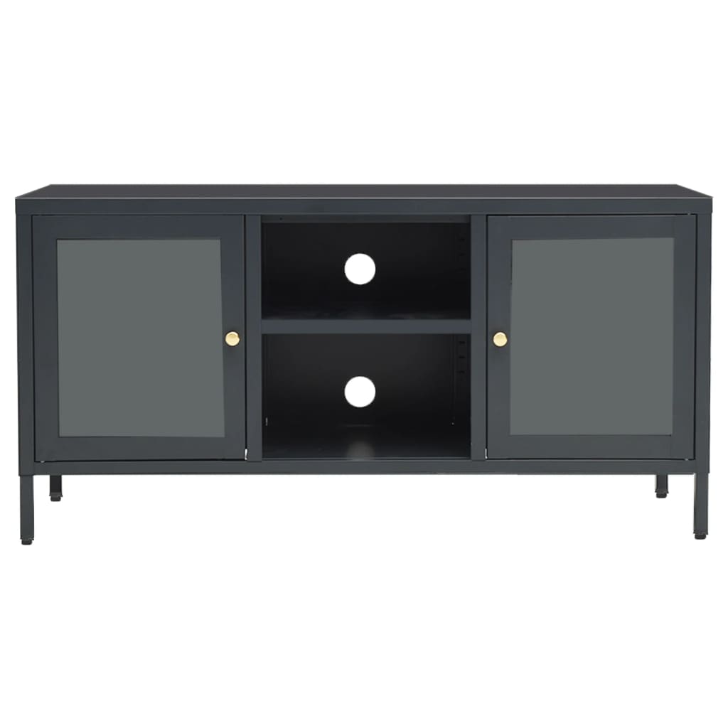 TV Cabinet Anthracite 105x35x52 cm Steel and Glass