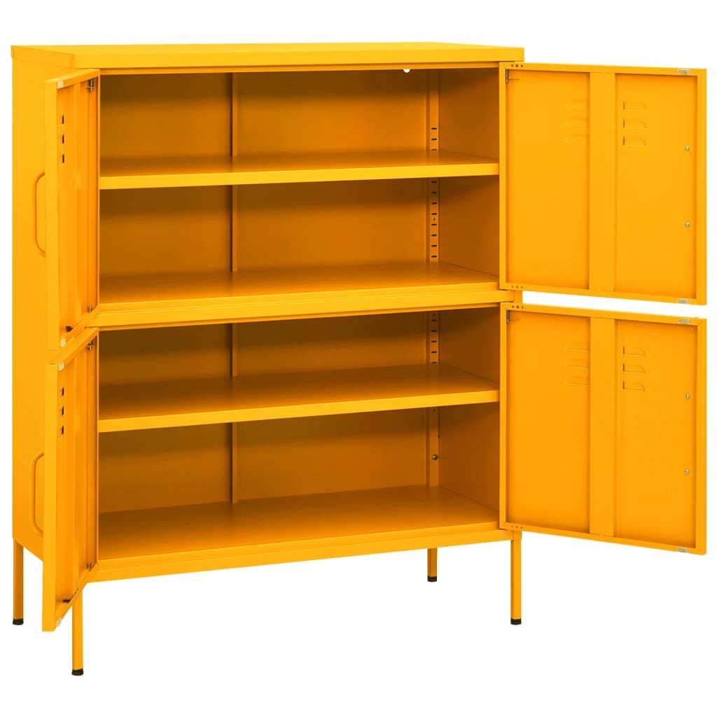 Mustard Yellow Steel Storage Cabinet 80x35x101.5 cm