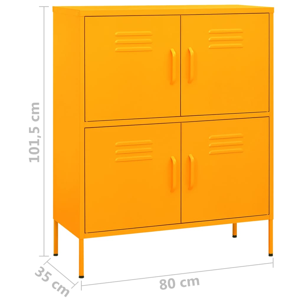 Mustard Yellow Steel Storage Cabinet 80x35x101.5 cm
