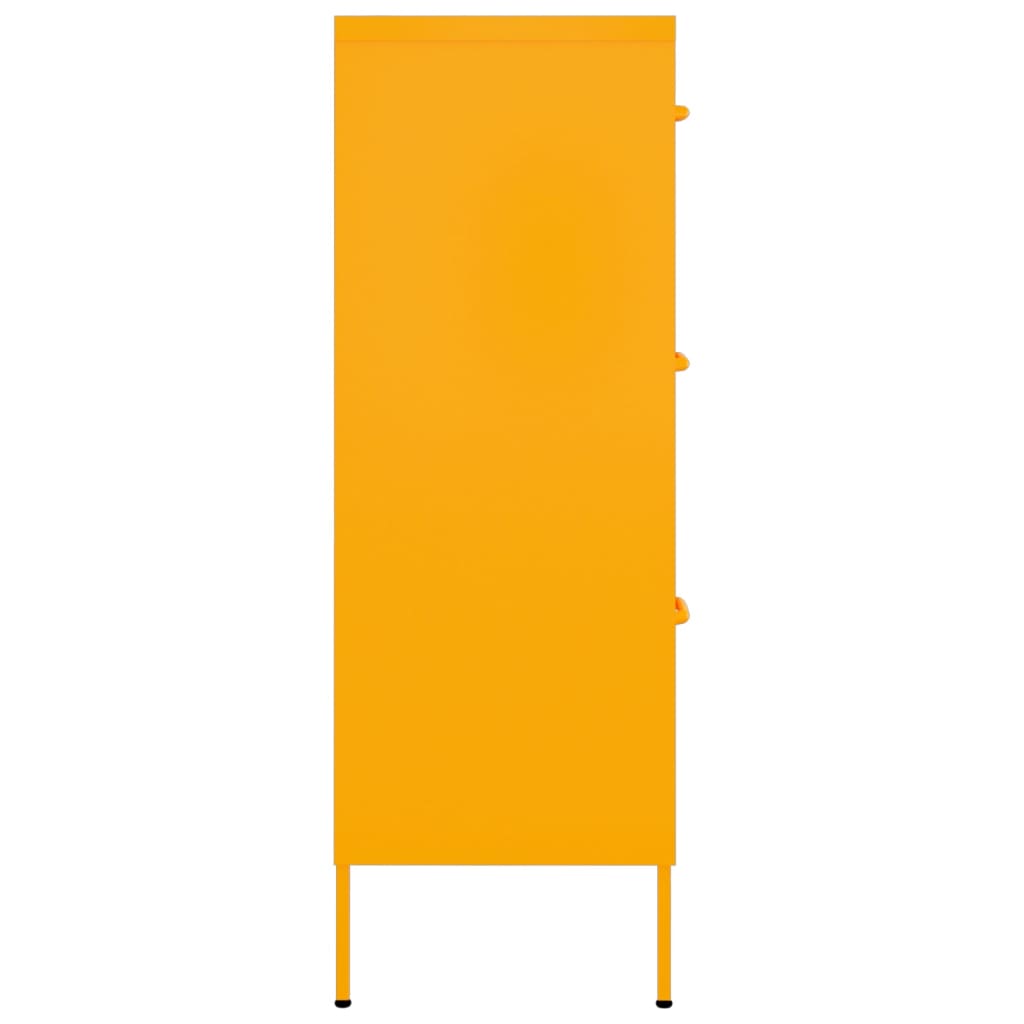 Mustard Yellow Steel Drawer Cabinet 80x35x101.5 cm