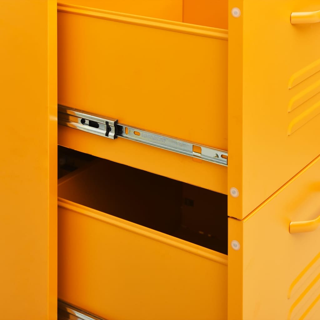 Mustard Yellow Steel Drawer Cabinet 80x35x101.5 cm