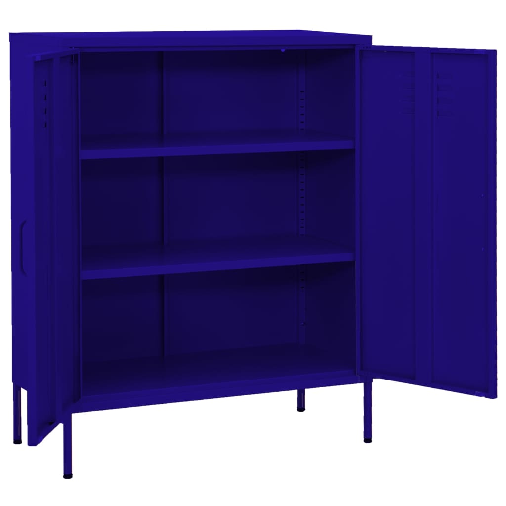 Navy Blue Steel Storage Cabinet 80x35x101.5 cm - Sleek & Durable
