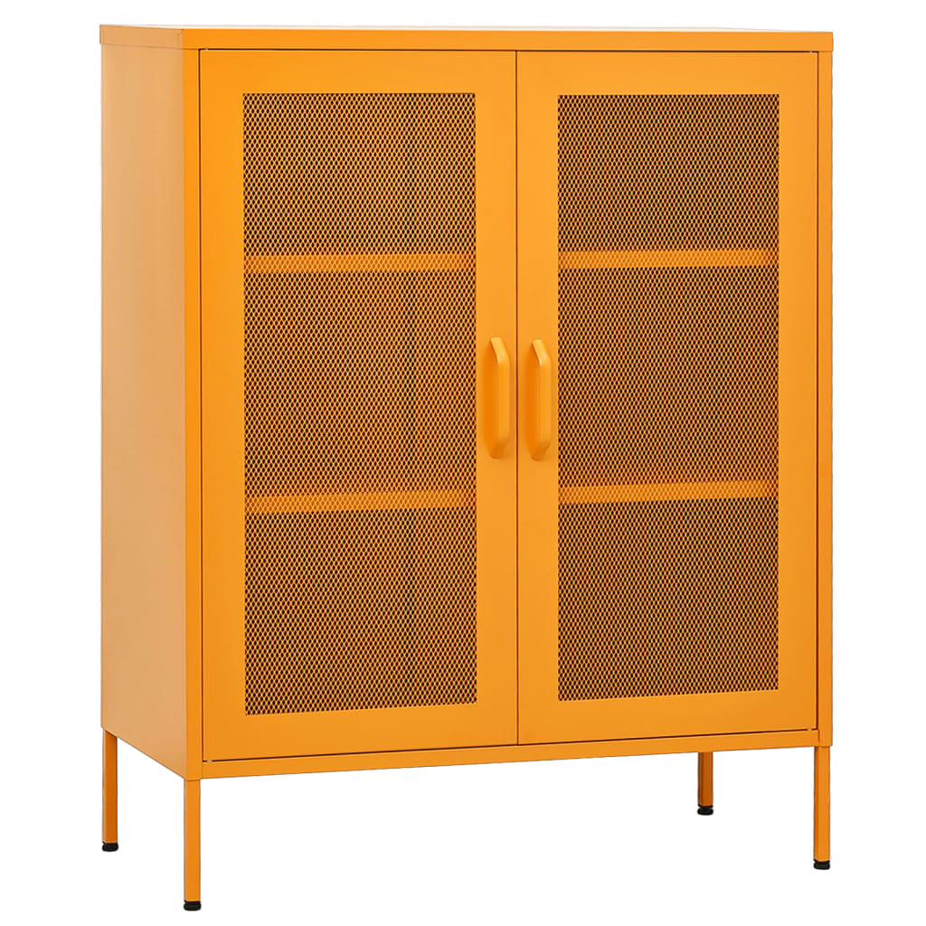 Mustard Yellow Steel Storage Cabinet 80x35x101.5 cm