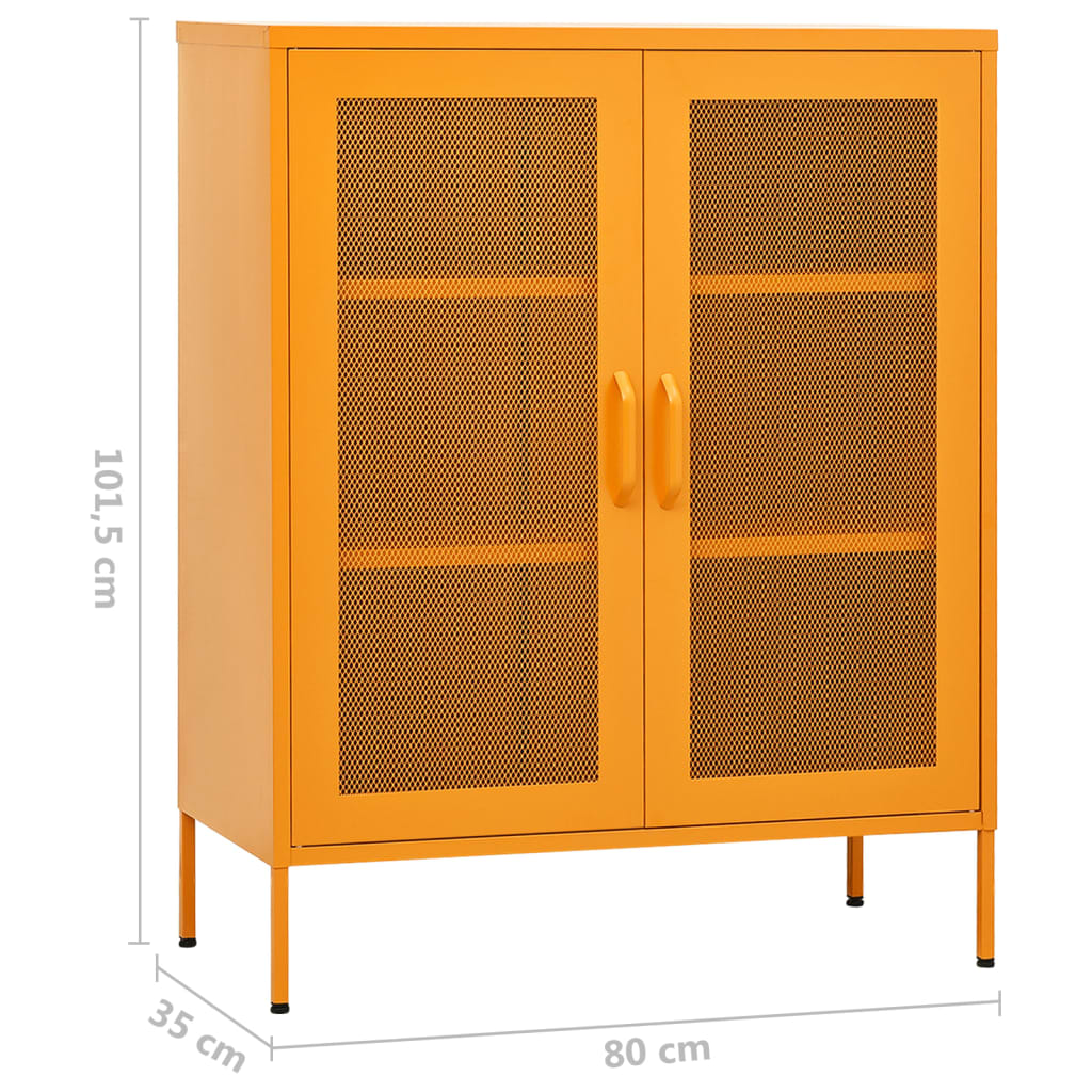 Mustard Yellow Steel Storage Cabinet 80x35x101.5 cm