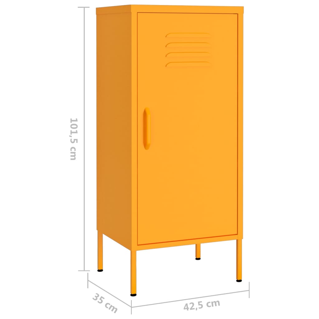 Mustard Yellow Steel Storage Cabinet 42.5x35x101.5 cm