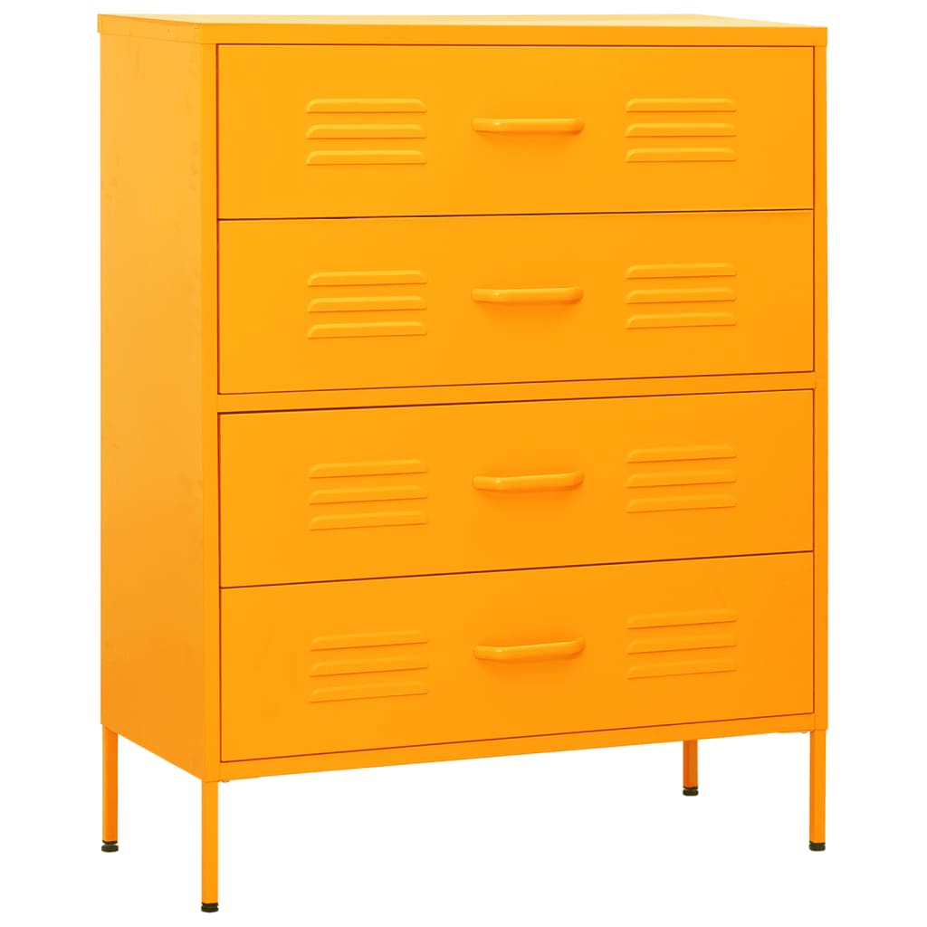 Mustard Yellow Steel Chest of Drawers - 80x35x101.5 cm