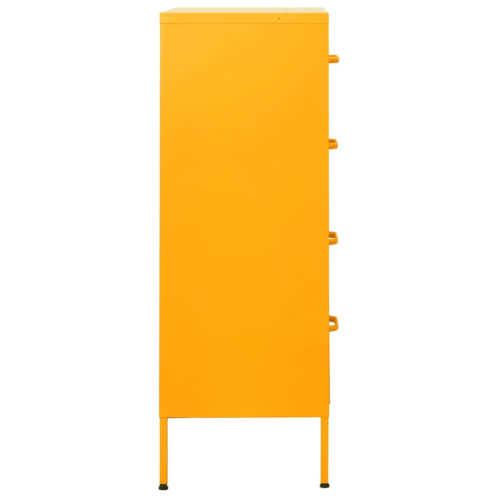 Mustard Yellow Steel Chest of Drawers - 80x35x101.5 cm