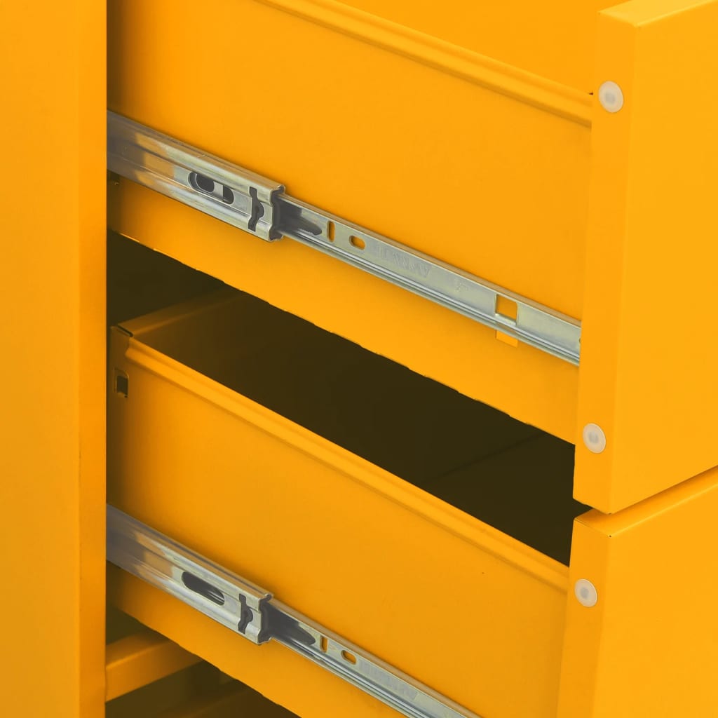 Mustard Yellow Steel Chest of Drawers - 80x35x101.5 cm