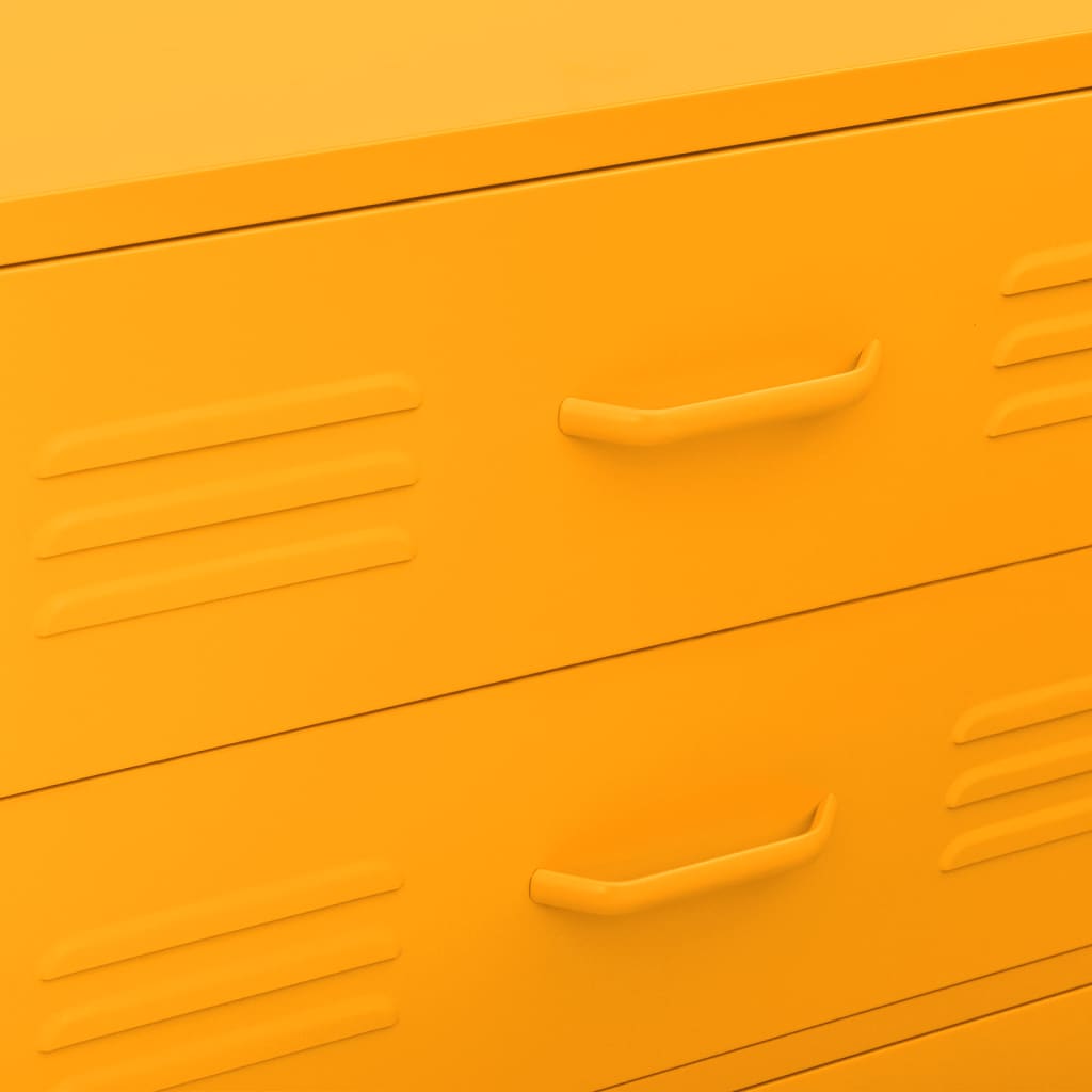 Mustard Yellow Steel Chest of Drawers - 80x35x101.5 cm