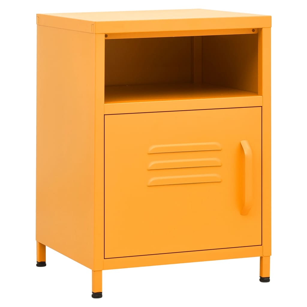 Mustard Yellow Steel Nightstand - 35x35x51 cm Modern Design